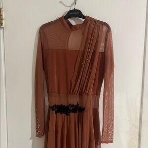 Revolution brown/burnt Orange Pleated Long Sleeve costume